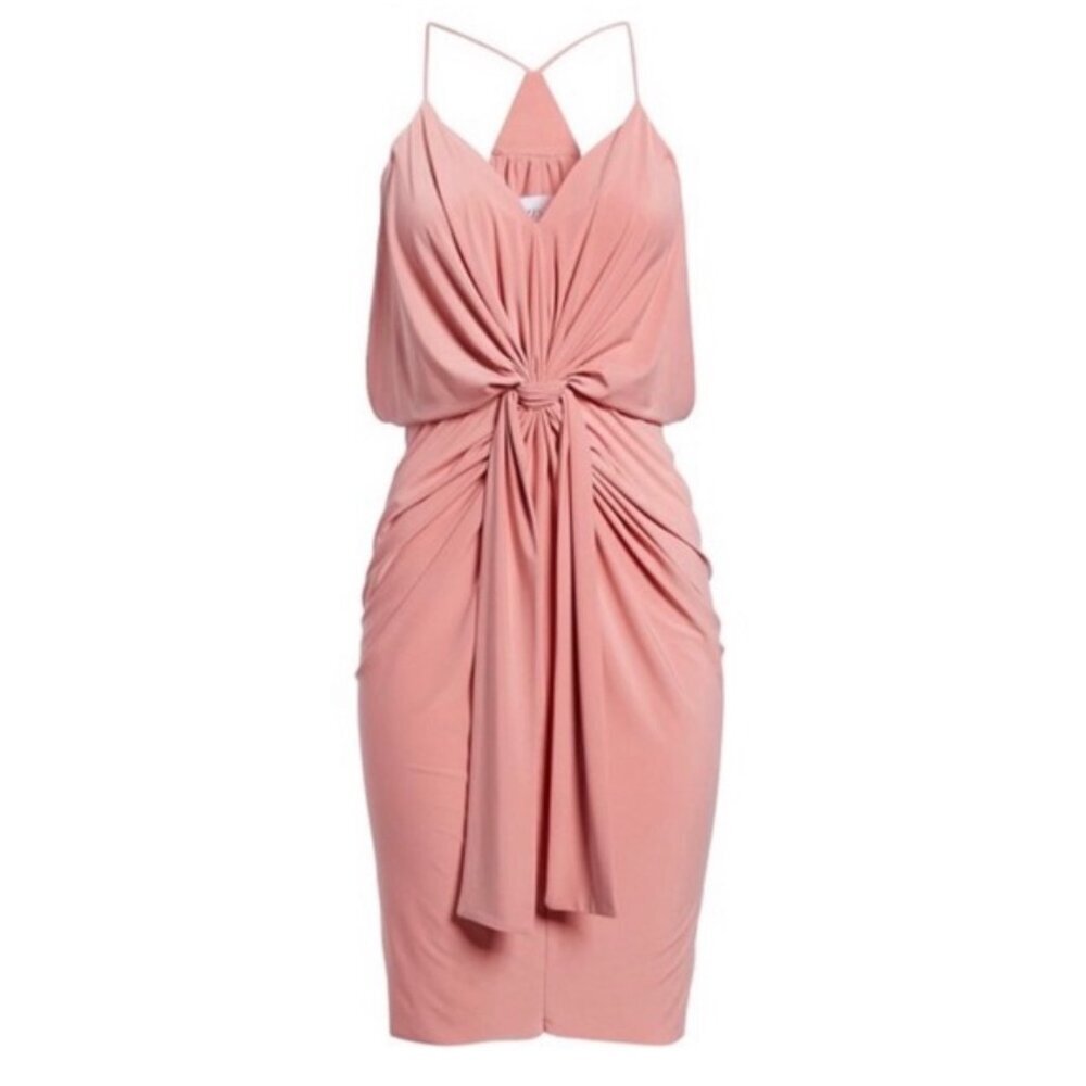 Misa Los Angeles Domino Bodycon Dress Dusty‎ Rose Pink Jersey Knit Sz M
